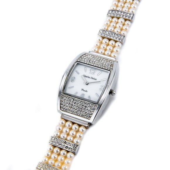 Charles Delon Casual Style Silver/Pearls Watch - Picture 3 of 4